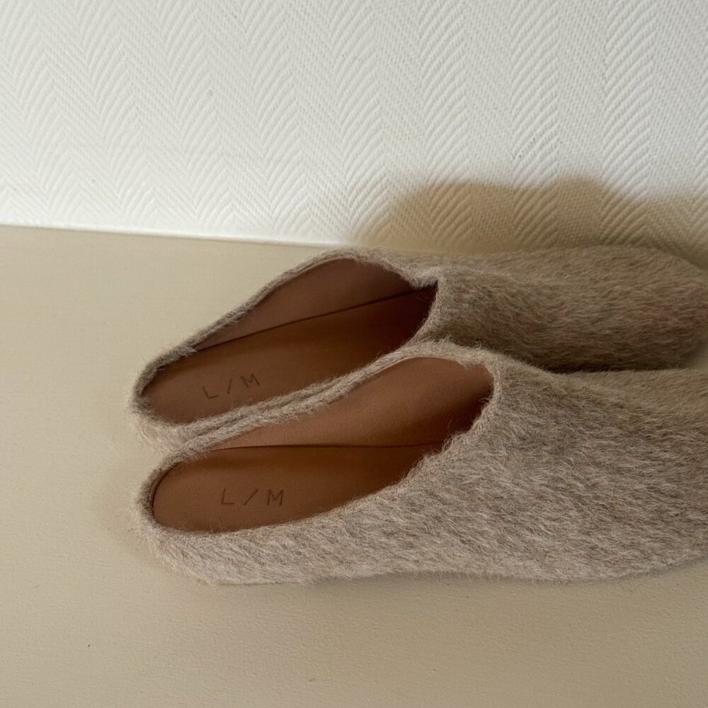 SOLD Lauren Manoongian Wool + Leather Slides - Picture 3 of 6